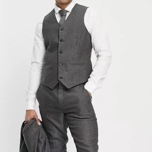 ASOS Wool Blend Herringbone Vest Skinny Fit